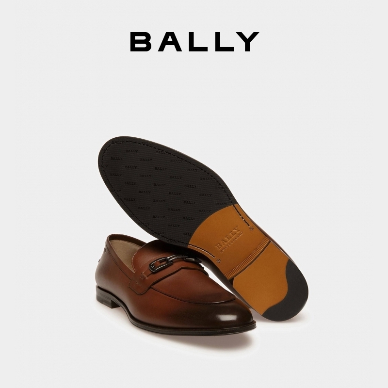 【官方正品】BALLY/巴利男士棕色皮革乐福鞋6303301 - 图1