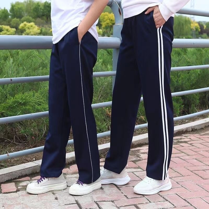 【高品质奥粒绒】校服裤子藏青色秋冬加绒初高中小学生男女两条杠 - 图2