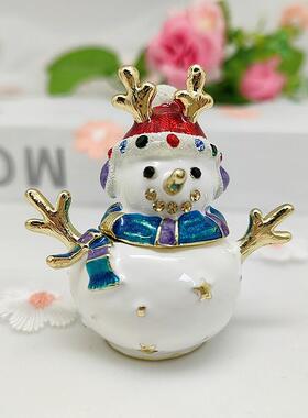 欧式现代家居饰品圣诞树老人雪人合金首饰盒金属小摆件装饰圣诞节