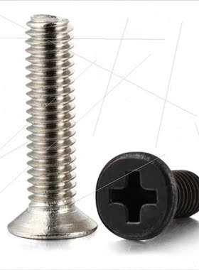 KM Phillips screws blackened Phillips flat head machine wire