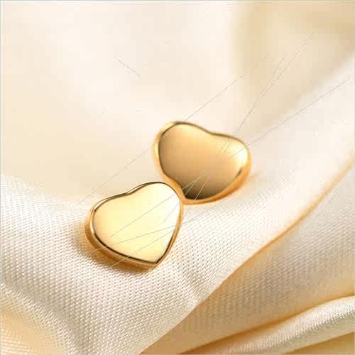 Ins gift simple glossy love heart tanium steel earrings earr - 图1