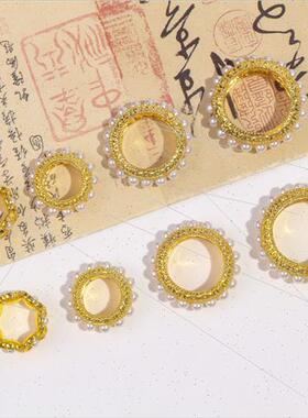 Color preservation gold pearl running ring spacer beads enam