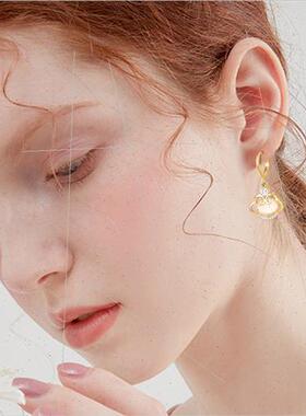 New cat eye zircon peace lock ins hundred wh earrings S925 s