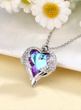 Europe 2023 new heart necklace women ocean heart blue crysta