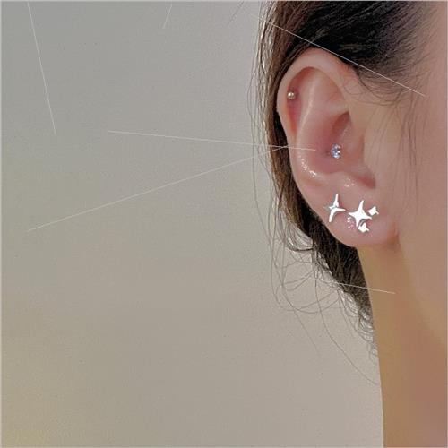 Korea new quadruple mangosteen earrings niche simple starry - 图0