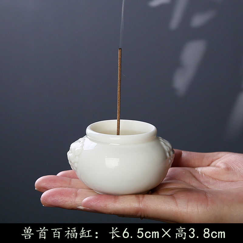 草木灰百福缸小香炉家用檀香香熏炉线香香插香座室内茶桌陶瓷摆件,淘宝优惠券,粉丝福利购,淘宝优惠卷