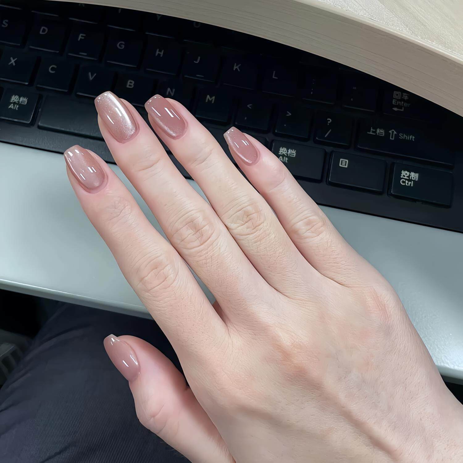 纯手工美甲裸色冰透纯欲猫眼温柔夏季显白穿戴甲高级轻奢百搭简约,淘宝优惠券,粉丝福利购,淘宝优惠卷