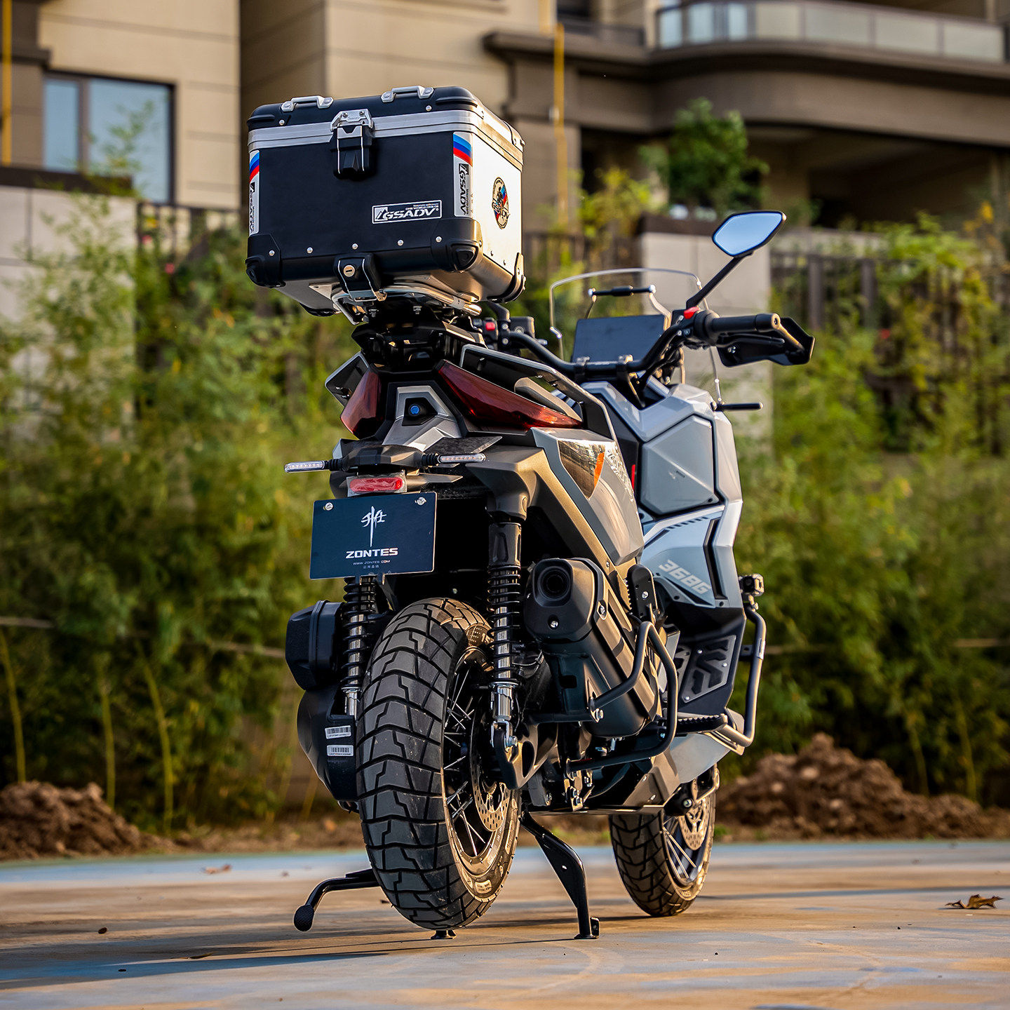 GSADV适配升仕368G铝合金尾箱摩托车尾包改装保护杠不锈钢保险杠 - 图0