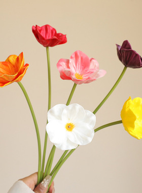 跨境仿真新款PU迷你罂粟假花人造花虞美人家居装饰样板间插花