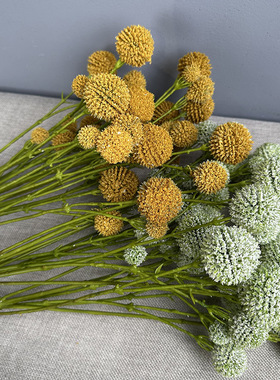 黄金球 仿真花刺球花束搭配家居摆件婚庆摄影软装设计葱球蒲公英