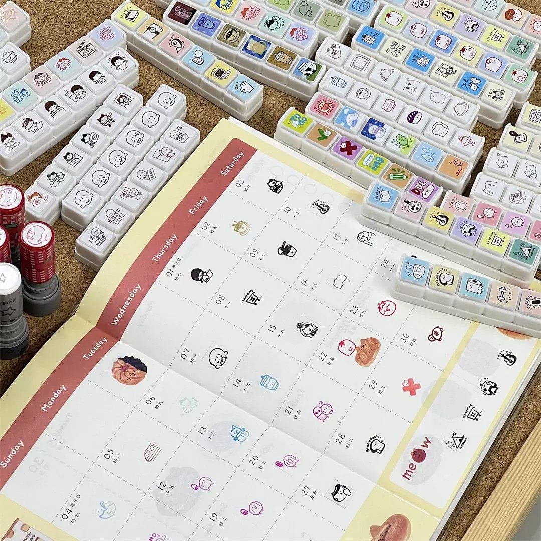 卡通六联印章大合集文创手账装饰印章diy素材成品印章送闺蜜礼物,淘宝优惠券,粉丝福利购,淘宝优惠卷