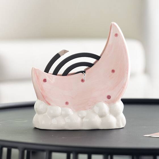 Moon Mosquito Incense Rack Indoor Home Cute Creative Gray Mosquito Incense Stove Easy to Clean High-Looking Ceramic Desktop Ornaments