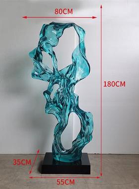 现代酒店大堂抽象太湖石摆件透明树脂落地雕塑售楼处软装饰艺术品