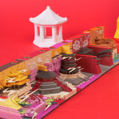 3d立体纸雕日历便签手撕便签纸台历洛阳牡丹花会盲盒建筑创意文创 - 图2