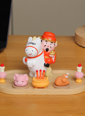 五路财神全套贡品摆件办公工位解压小财神装饰品马年招财开业礼物