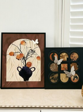 中古风玄关装饰品摆件画法式复古电视柜布置家居客厅桌面小众软装