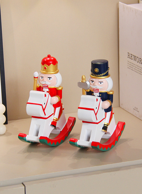 胡桃夹子桌面摇摇木马解压摆件儿童房木偶骑兵装饰品摆设生日礼物