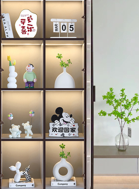 轻奢高档酒柜装饰工艺品摆件现代客厅电视柜玄关书房书柜软装套装