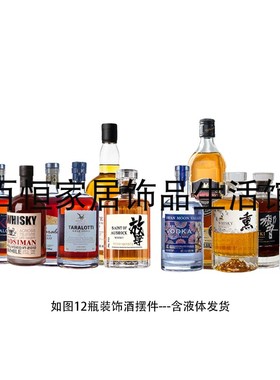 样板房售楼部酒柜酒窖水吧台装饰摆件洋酒瓶红酒瓶道具模型醒酒器