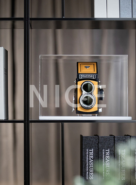 简约现代样板间摄影主题 真相机镜头模型 书房书桌柜软装饰品