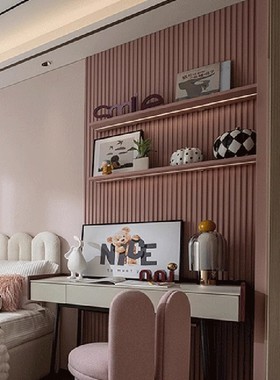 现代简约样板间女孩房书柜书桌组合软装摆件售楼处儿童房搭配饰品