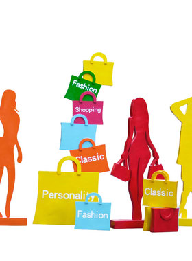 户外商场步行街购物剪影玻璃钢雕塑公园广场商业街人物美陈装饰品