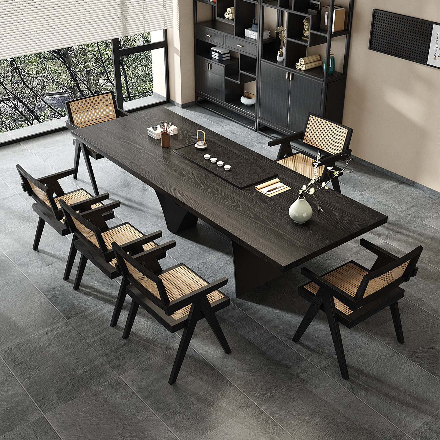 宋代美学黑色实木茶台茶桌喝茶办公桌一体两用新中式高端2025新款,淘宝优惠券,粉丝福利购,淘宝优惠卷