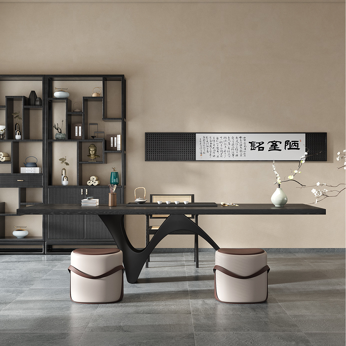 宋代美学黑色实木茶台茶桌喝茶办公桌一体两用新中式高端2025新款,淘宝优惠券,粉丝福利购,淘宝优惠卷