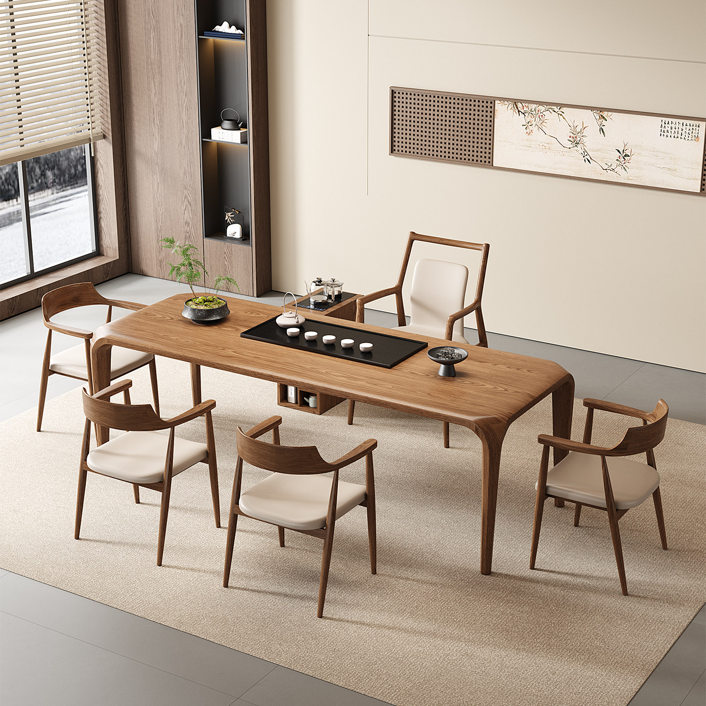 宋代美学实木高端大气上档次茶桌书桌一体两用家用客厅办公室茶台,淘宝优惠券,粉丝福利购,淘宝优惠卷