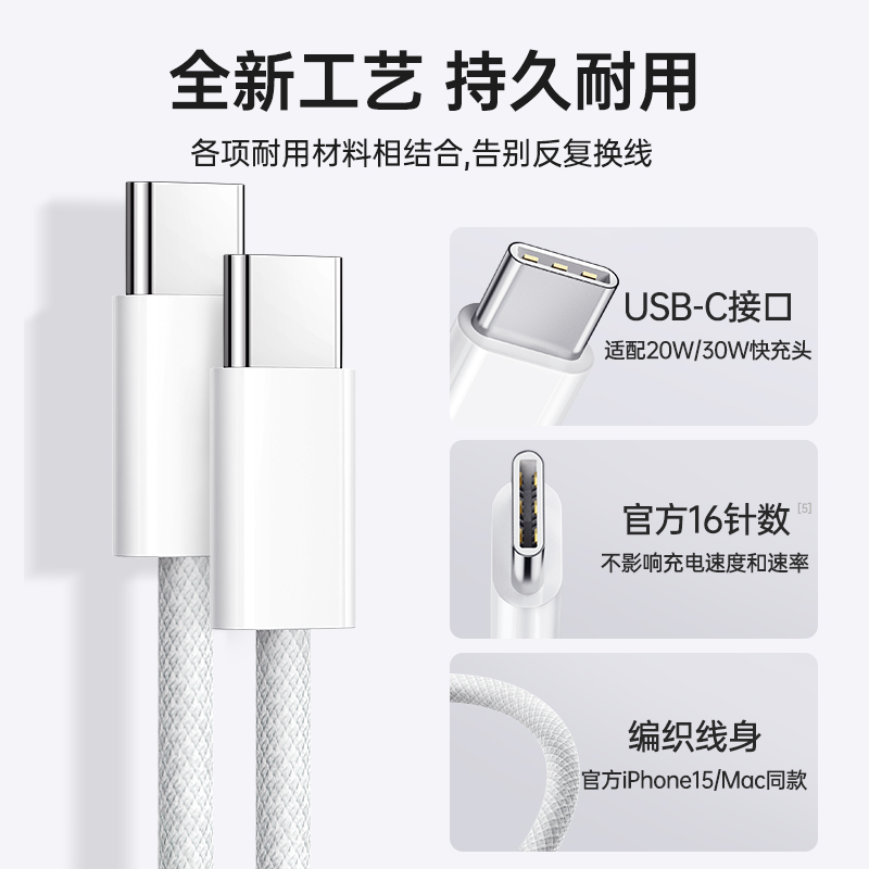 新款适用苹果15充电器头iphone15pro手机15promax快充插头p数据线 - 图2