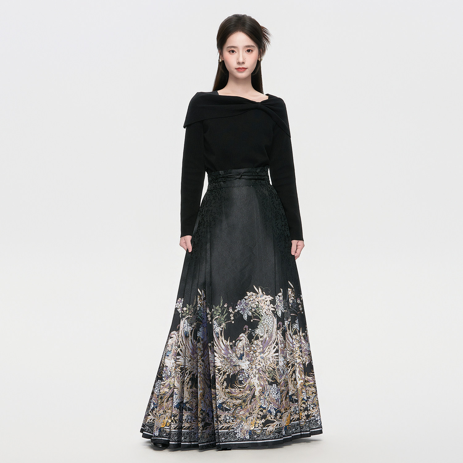 星河汉歌伶肩黑色一字肩毛衣女明制汉服日常马面裙上衣2026新款冬,淘宝优惠券,粉丝福利购,淘宝优惠卷