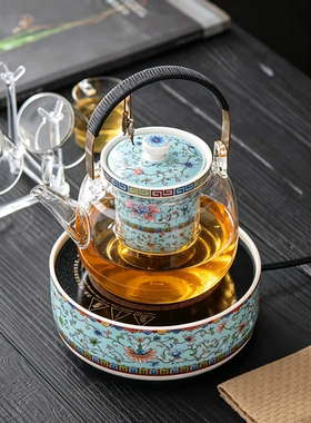 电陶炉煮茶器煮茶炉烧水壶围炉高端珐琅彩电炉茶具泡茶炉陶瓷炉