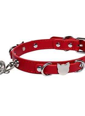 灼欲*甜美可爱猫咪铃铛真皮牵引choker项圈颈环k8k9外出穿戴脖圈