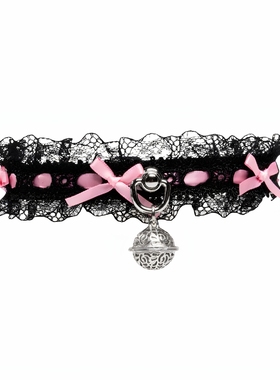 灼欲真皮蕾丝蝴蝶结项圈甜美可爱