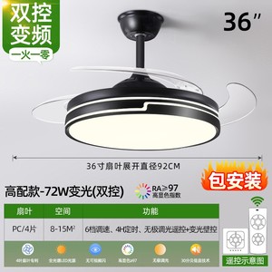 波西米亚隐形风扇灯2025新款吊扇频黑色灯家用客厅一体吊灯餐厅变