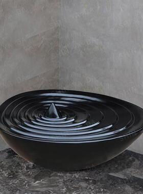 创意玻璃钢水滴摆件酒店大堂山泉水景雕塑售楼部玄关流水喷泉生财