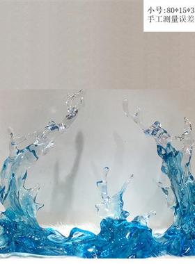 现代轻奢透明树脂雕塑浪花摆件酒店大堂样板房售楼处软装饰艺术品
