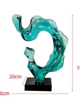 现代轻奢透明树脂雕塑浪花摆件酒店样板房家居客厅玄关装饰工艺品