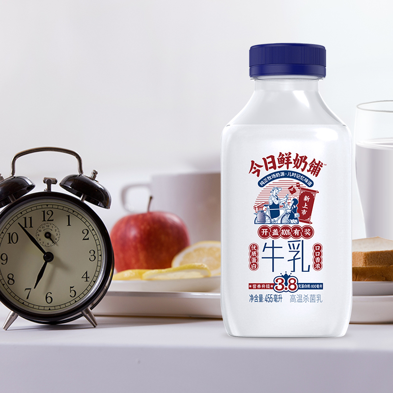 新希望牛奶大瓶3.8克蛋白质今日鲜奶铺牛奶455ml*5瓶 - 图2