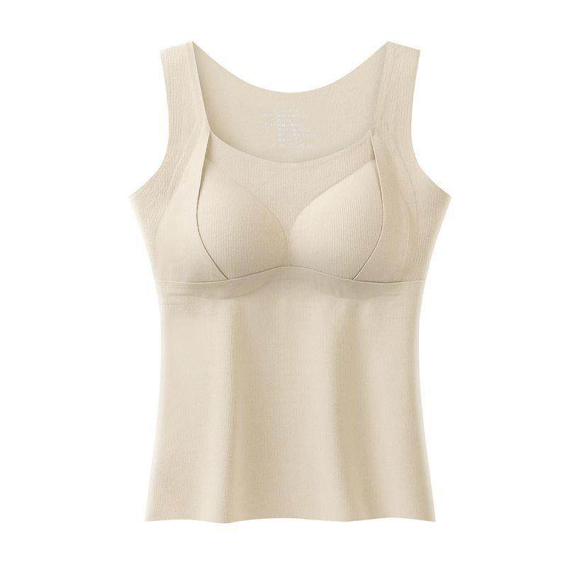 德绒桑蚕丝保暖吊带背心自带胸垫一体文胸加绒加厚发热无痕上衣冬,淘宝优惠券,粉丝福利购,淘宝优惠卷