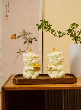 创意新中式陶瓷招财貔貅摆件一对客厅玄关办公桌摆设乔迁开业礼品