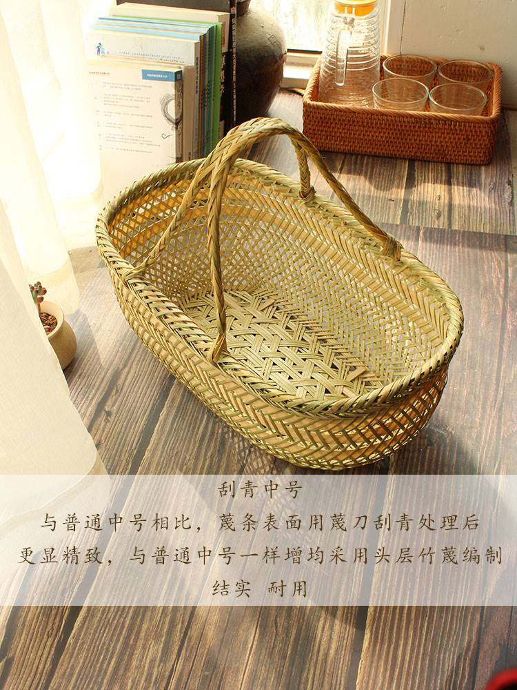 家用采摘竹篮手提买菜篮子竹编制品厨房放鸡蛋藤编手工编织收纳筐_虎窝淘