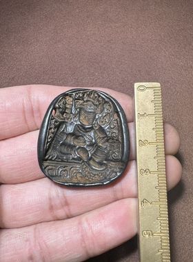 尼泊尔藏传天铁手工錾刻莲花生大师西藏藏式擦模吊坠项链佛珠配饰