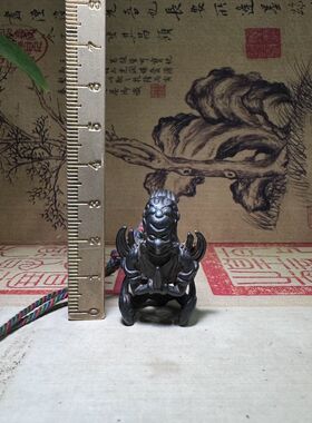 古玩文玩黑漆古天铁大鹏鸟托甲挂件吊坠藏式玄铁复古金翅鸟挂饰