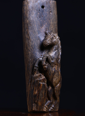 【马到成功】达拉干沉水级老料吊坠雕刻件沉香吊坠挂件文玩吊坠