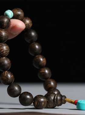 文莱佛珠沉香手串沉水级