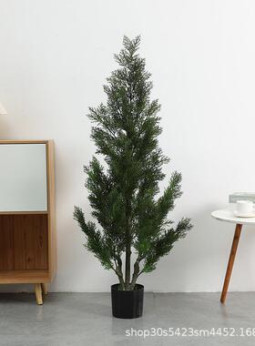 植仿真树仿真绿盆植造景仿真物树栽摆件柏树绿植盆栽大假型真客厅