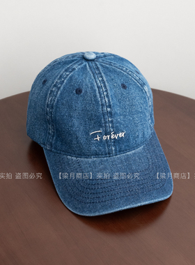[梁月商店]水洗复古蓝牛仔鸭舌帽