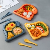 Обеденная тарелка для кормления, детская силиконовая трубочка для прикорма для еды, ложка для тренировок, стульчик для кормления, посуда, комплект