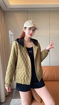 Eurocargo Rhombus Cotton Clog Cotton Clog Jacket Jacket Woman 2023 Winter fit New advanced senses Super-looking cotton clothes zipped jacket